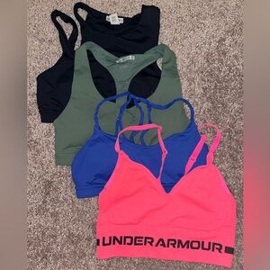 UA Under Armour & F21| Forever 21- 4 Sports Bra Bundle sz S. Pink blue green
